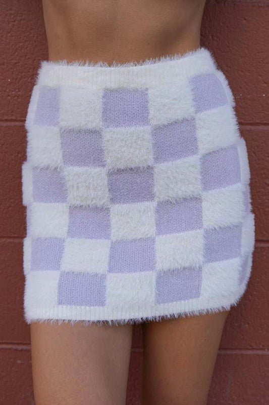 Fuzzy checkered skirt - Demented Sisters