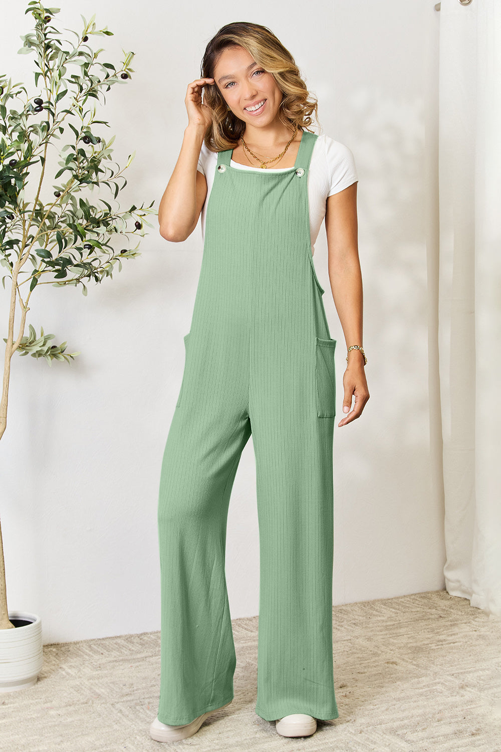 Double Take Full Size Wide Strap Overall with Pockets - Demented Sisters