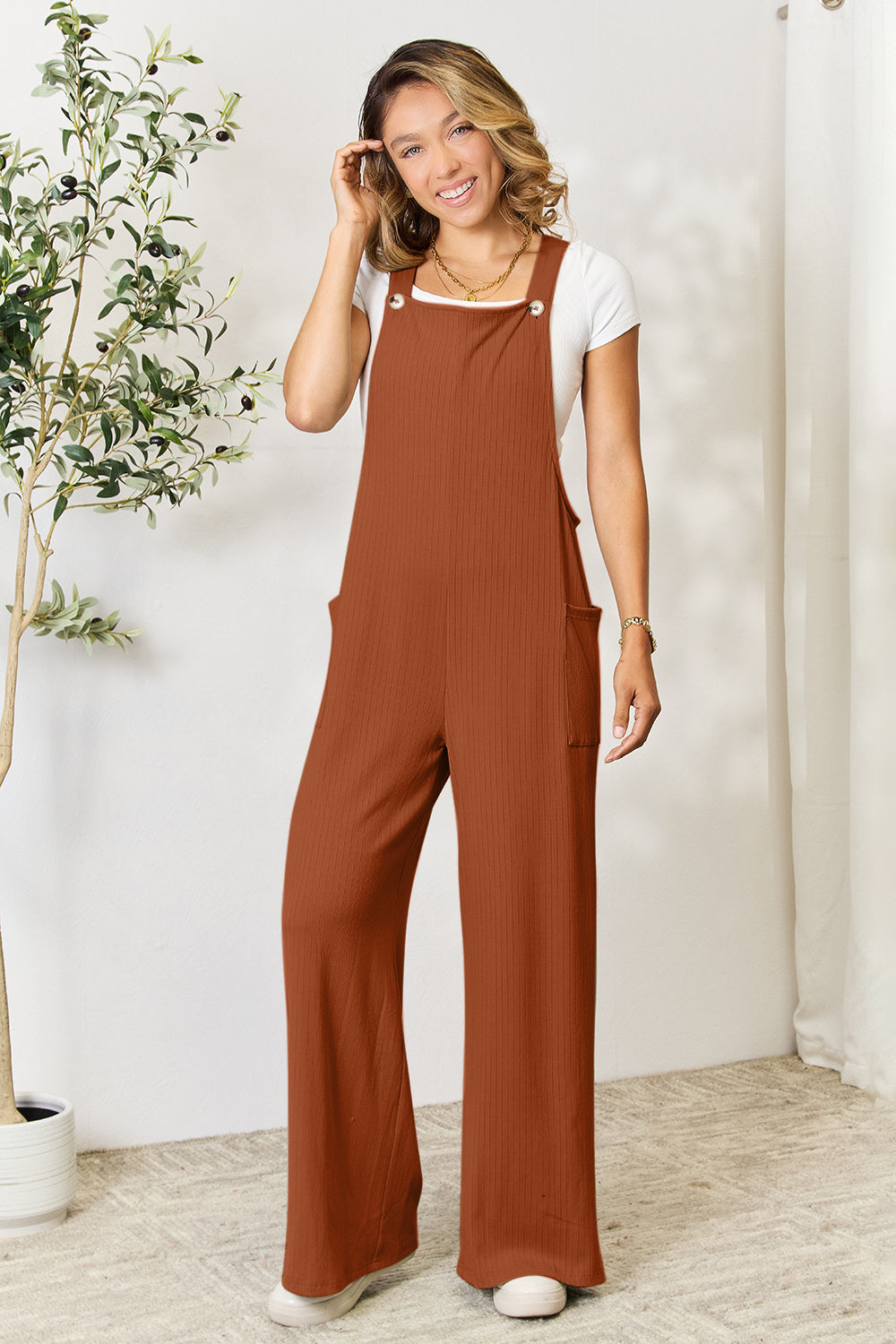 Double Take Full Size Wide Strap Overall with Pockets - Demented Sisters