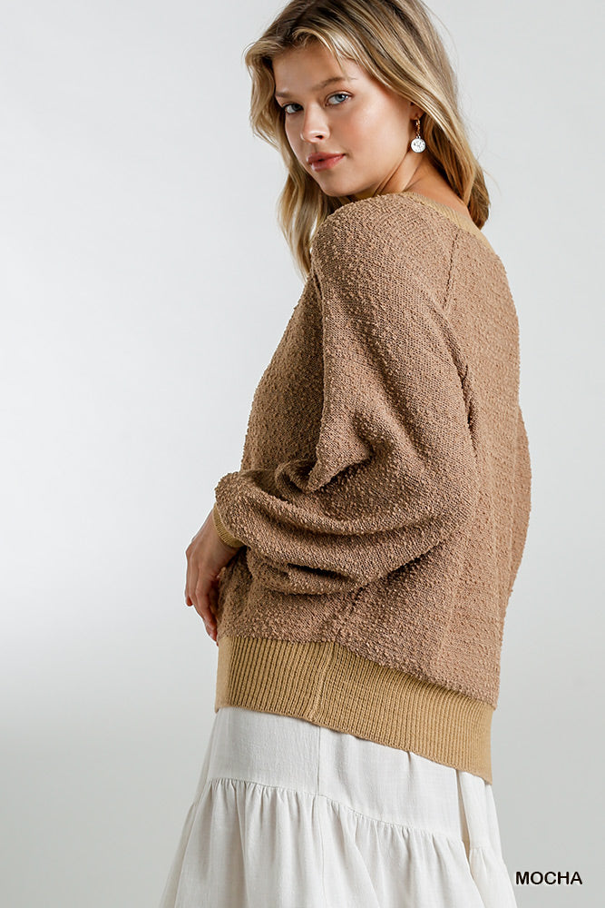Puff Sleeve Boat Neck Sweater - Demented Sisters