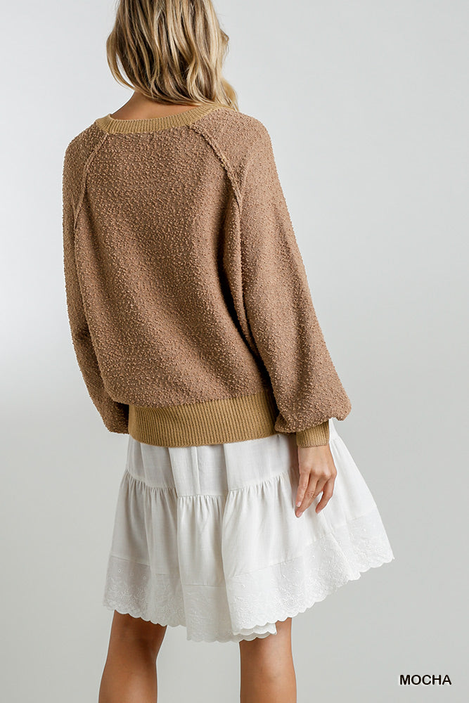 Puff Sleeve Boat Neck Sweater - Demented Sisters