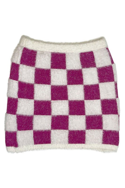 Fuzzy checkered skirt - Demented Sisters