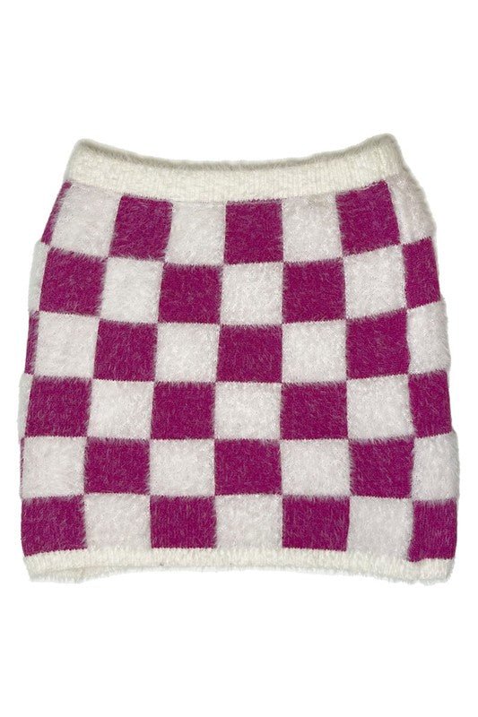 Fuzzy checkered skirt - Demented Sisters