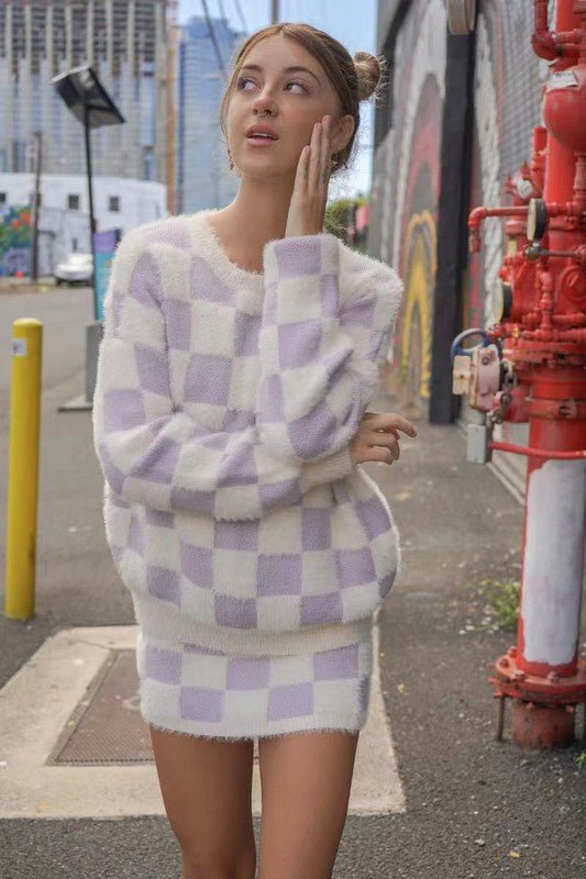 Fuzzy checkered skirt - Demented Sisters