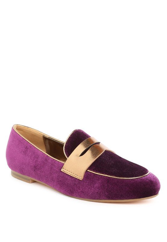 Malta Penny Strap Velvet Loafers - Demented Sisters