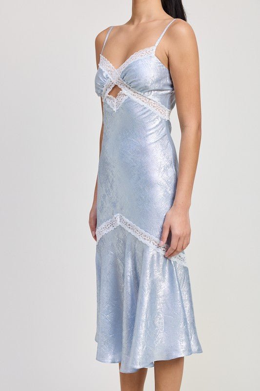 LACE TRIM MIDI SLIP DRESS - Demented Sisters