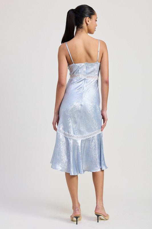 LACE TRIM MIDI SLIP DRESS - Demented Sisters