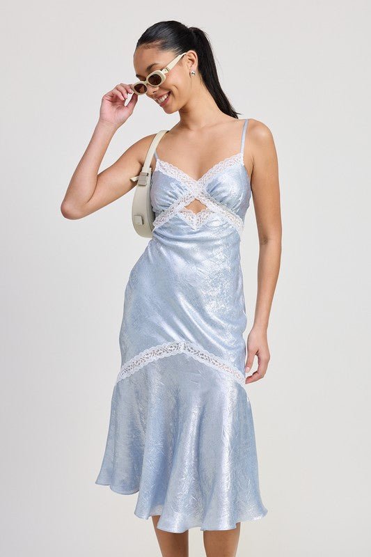 LACE TRIM MIDI SLIP DRESS - Demented Sisters