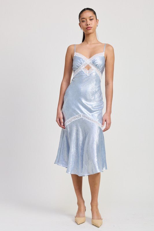 LACE TRIM MIDI SLIP DRESS - Demented Sisters