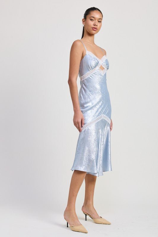 LACE TRIM MIDI SLIP DRESS - Demented Sisters