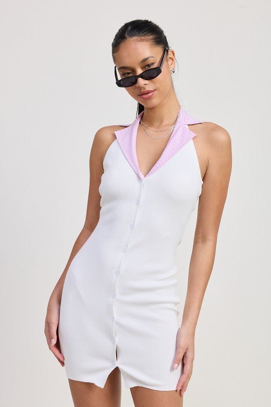 Emory Park Pink collar mini Halter Dress - Demented Sisters