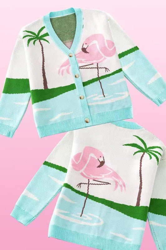 Flamingo pond knit cardigan - Demented Sisters