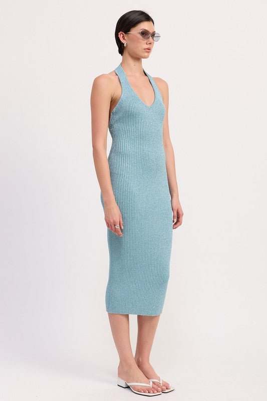 KNIT HALTER BODYCON MIDI DRESS - Demented Sisters