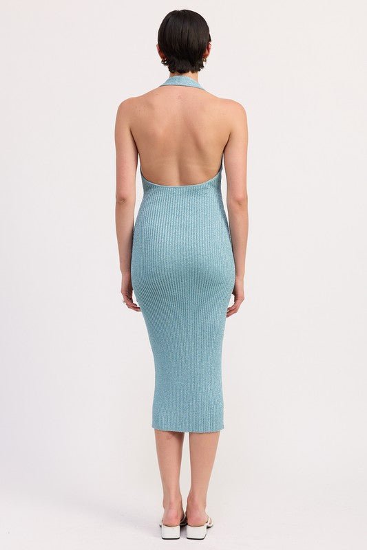 KNIT HALTER BODYCON MIDI DRESS - Demented Sisters