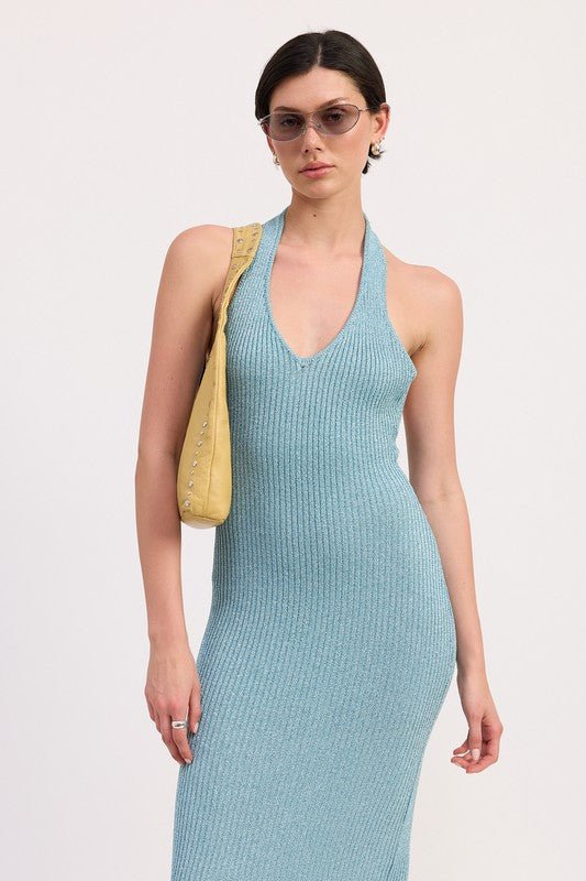 KNIT HALTER BODYCON MIDI DRESS - Demented Sisters