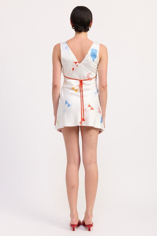 BIKINI PRINT SATIN MINI DRESS - Demented Sisters