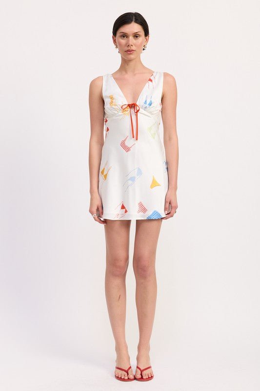 BIKINI PRINT SATIN MINI DRESS - Demented Sisters