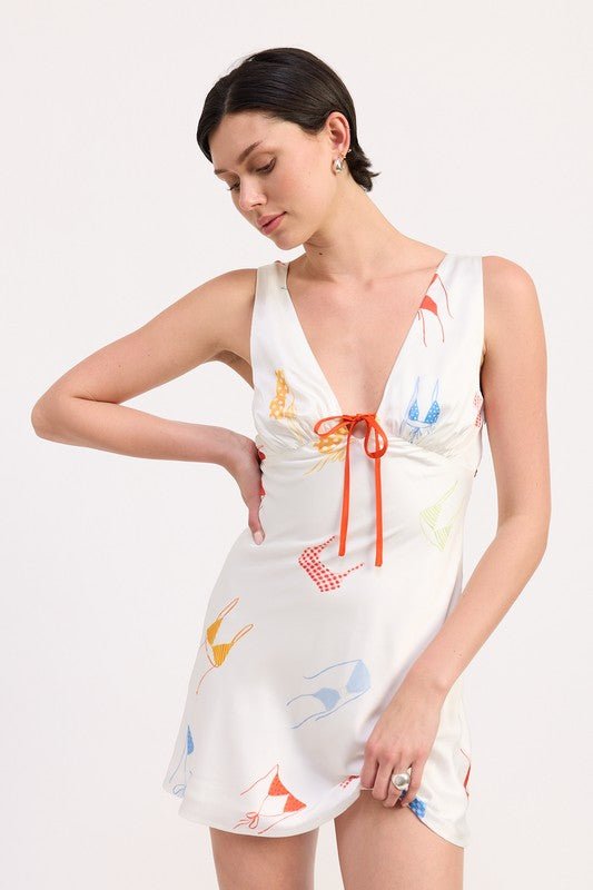 BIKINI PRINT SATIN MINI DRESS - Demented Sisters