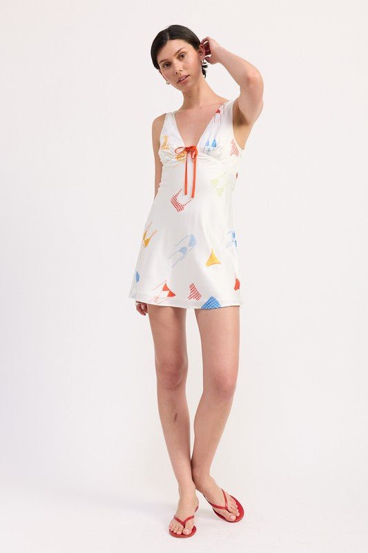 BIKINI PRINT SATIN MINI DRESS - Demented Sisters