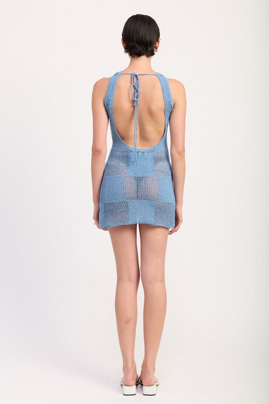 SLEEVELESS MINI KNIT DRESS WITH OPEN BACK - Demented Sisters