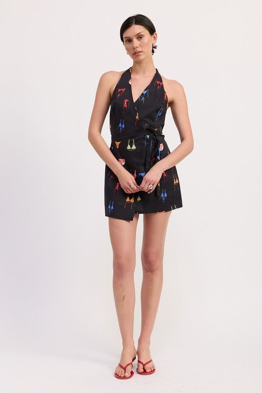 WRAPPED HALTER NECK MINI DRESS - Demented Sisters