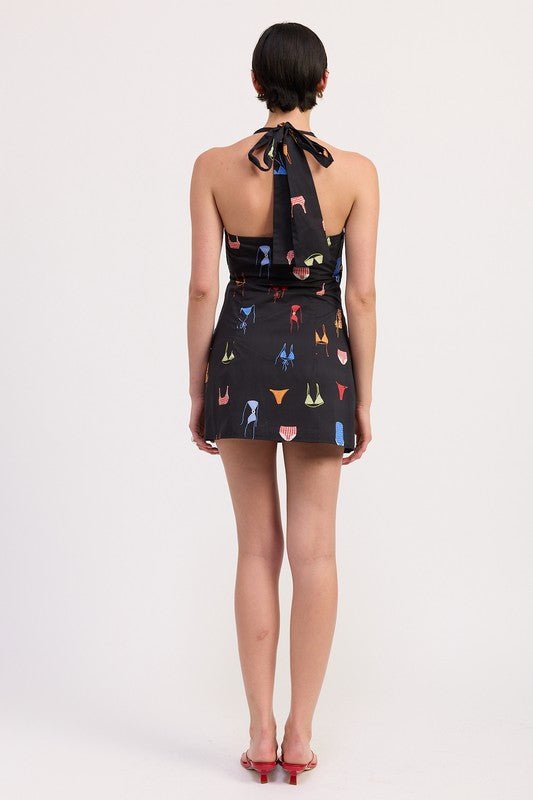 WRAPPED HALTER NECK MINI DRESS - Demented Sisters