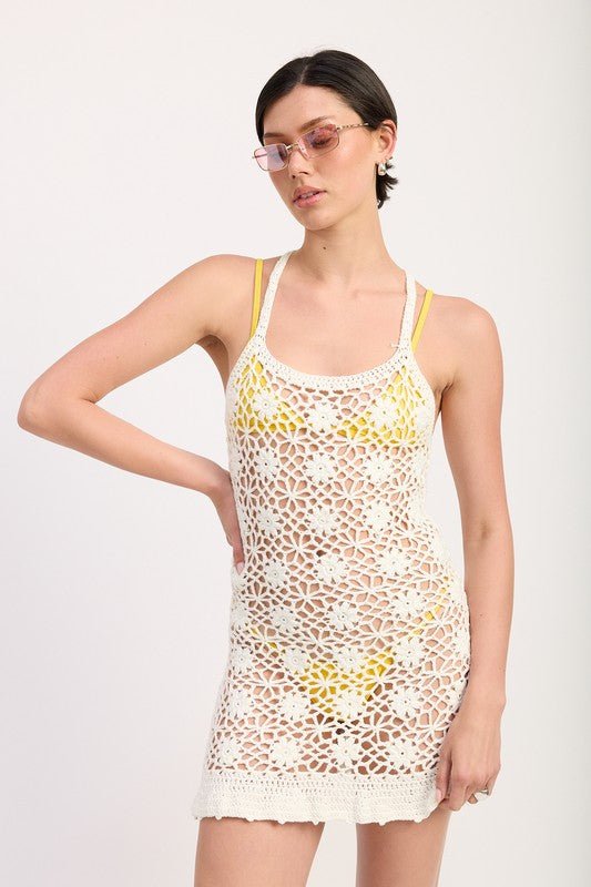 FLORAL CROCHET COVER UP DRESS - Demented Sisters