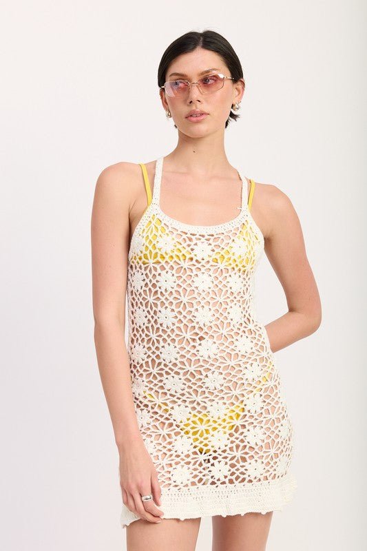 FLORAL CROCHET COVER UP DRESS - Demented Sisters