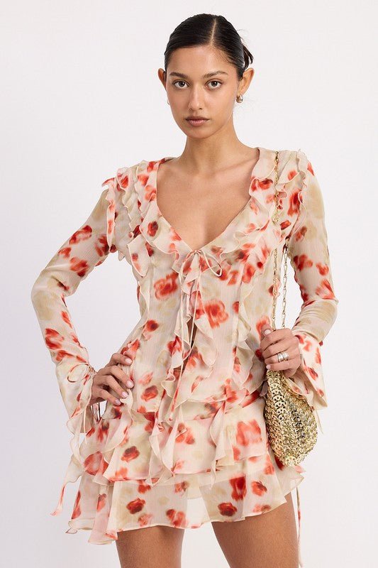 RUFFLE TRIM SHEER PEPLUM TOP - Demented Sisters