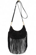 Faux Suede Fringe Boho Crossbody Bag - Demented Sisters
