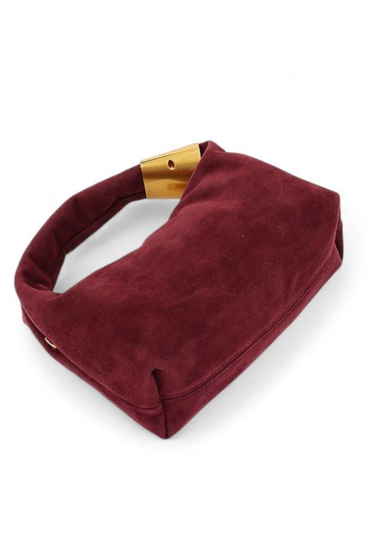 Faux Suede Top Handle Convertible Swing Clutch - Demented Sisters