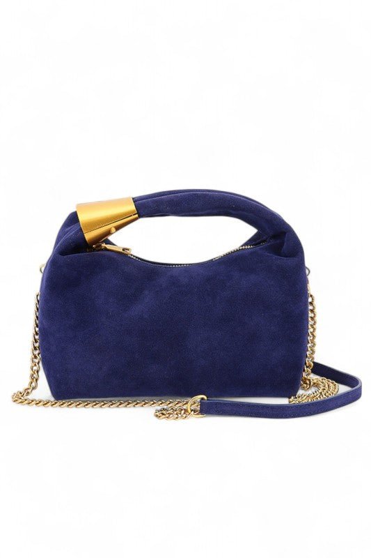 Faux Suede Top Handle Convertible Swing Clutch - Demented Sisters