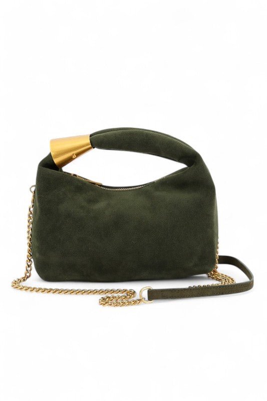 Faux Suede Top Handle Convertible Swing Clutch - Demented Sisters