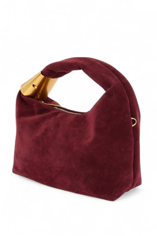 Faux Suede Top Handle Convertible Swing Clutch - Demented Sisters