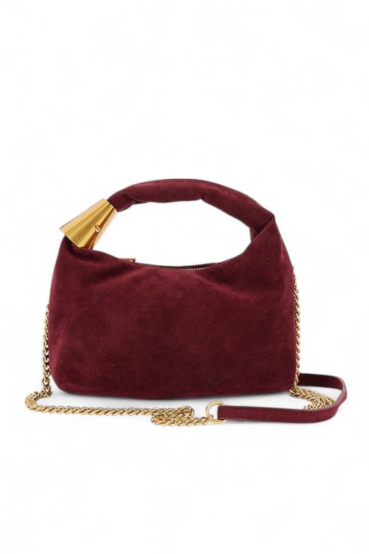 Faux Suede Top Handle Convertible Swing Clutch - Demented Sisters