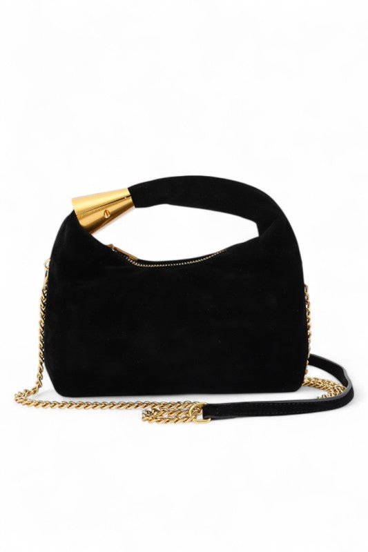 Faux Suede Top Handle Convertible Swing Clutch - Demented Sisters