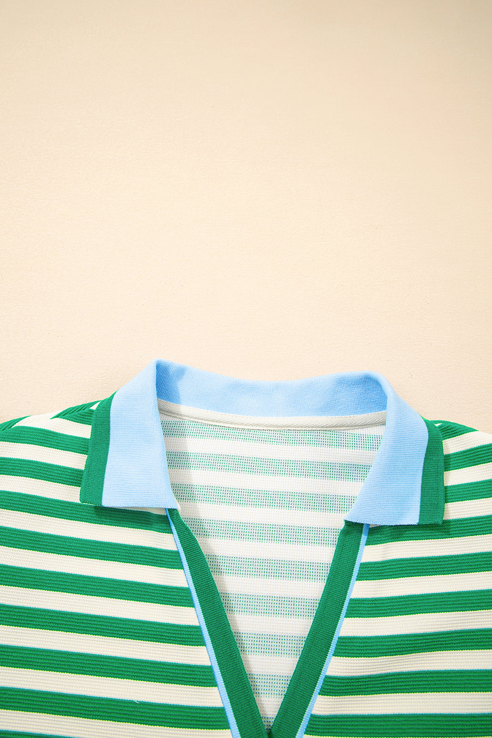 Dark Blue Striped Ruffle Short Sleeve Pop of Color Neckline Dress