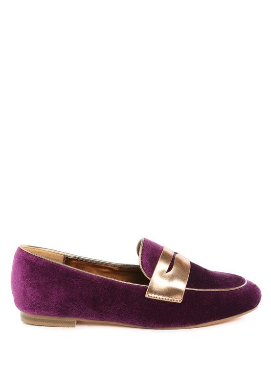 Malta Penny Strap Velvet Loafers - Demented Sisters