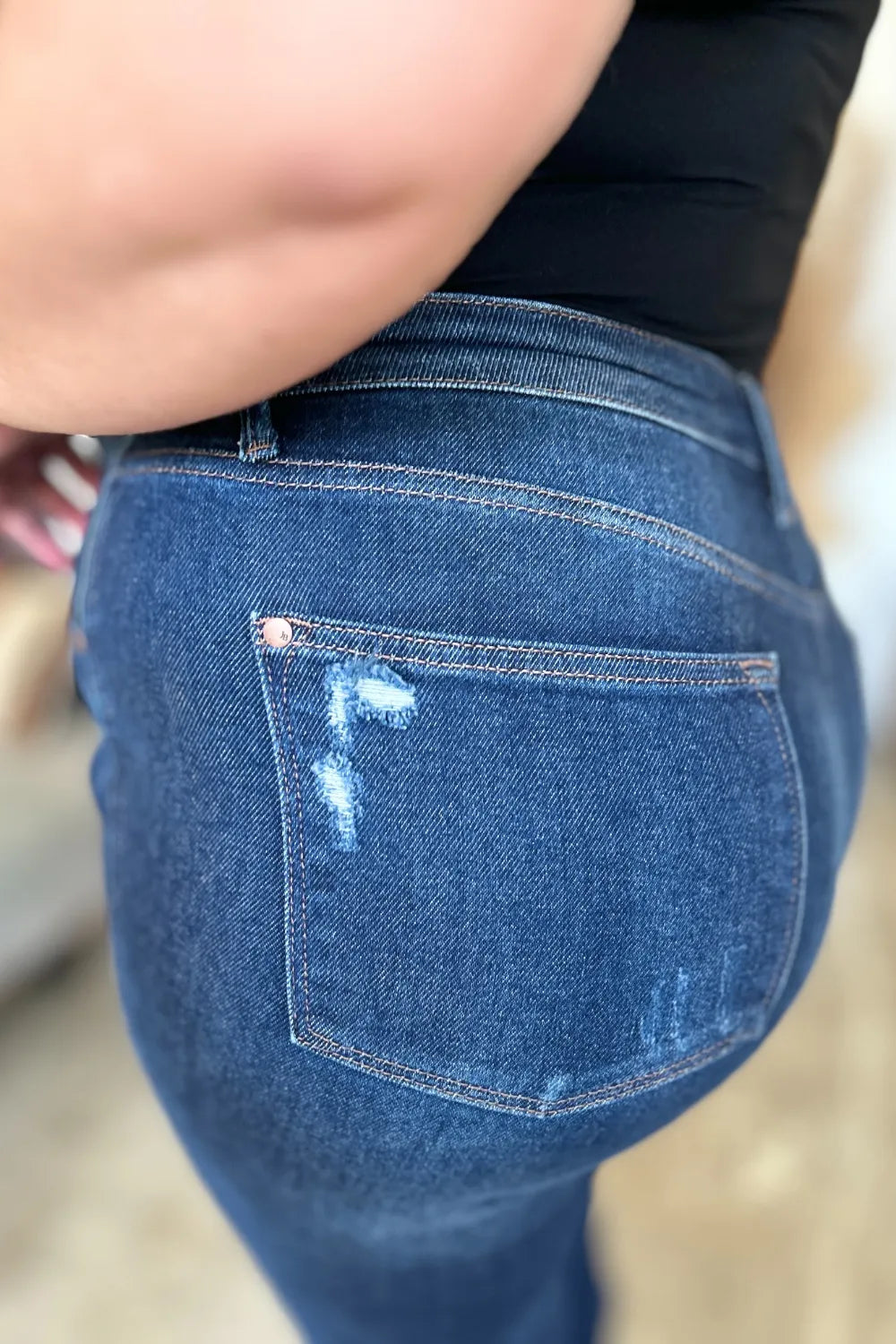 Judy Blue Full Size High Waist Rigid Magic Heavy Destroy Straight Jeans - Demented Sisters