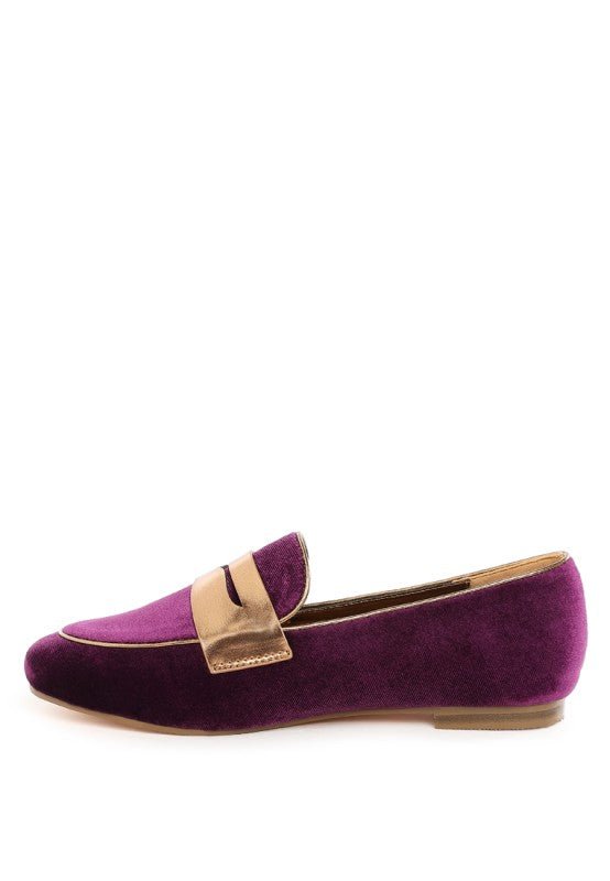 Malta Penny Strap Velvet Loafers - Demented Sisters