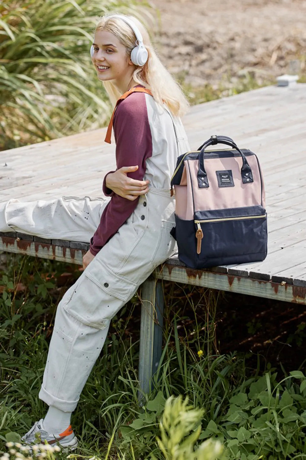 Himawari Waterproof Canvas Backpack Bag with Side Pockets - Demented Sisters