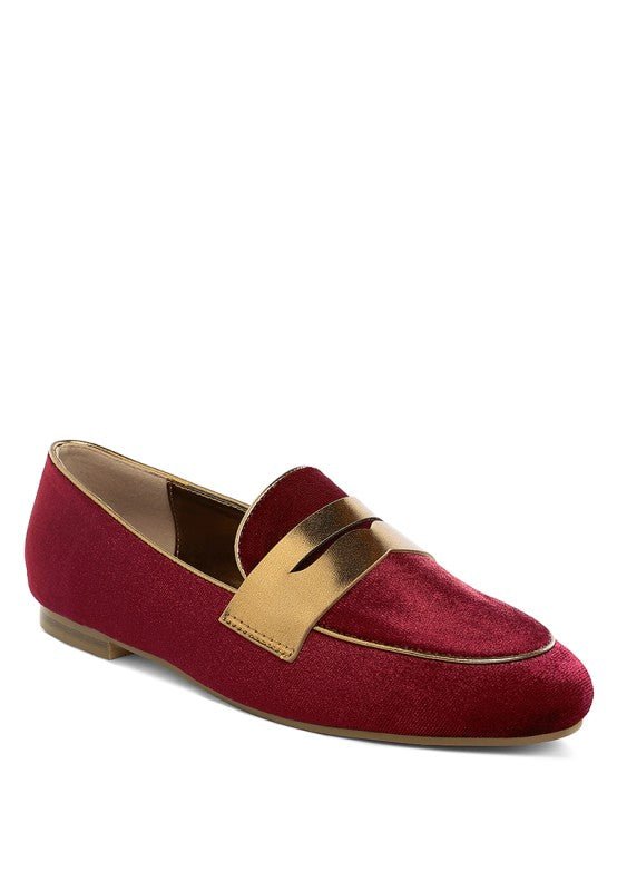 Malta Penny Strap Velvet Loafers - Demented Sisters