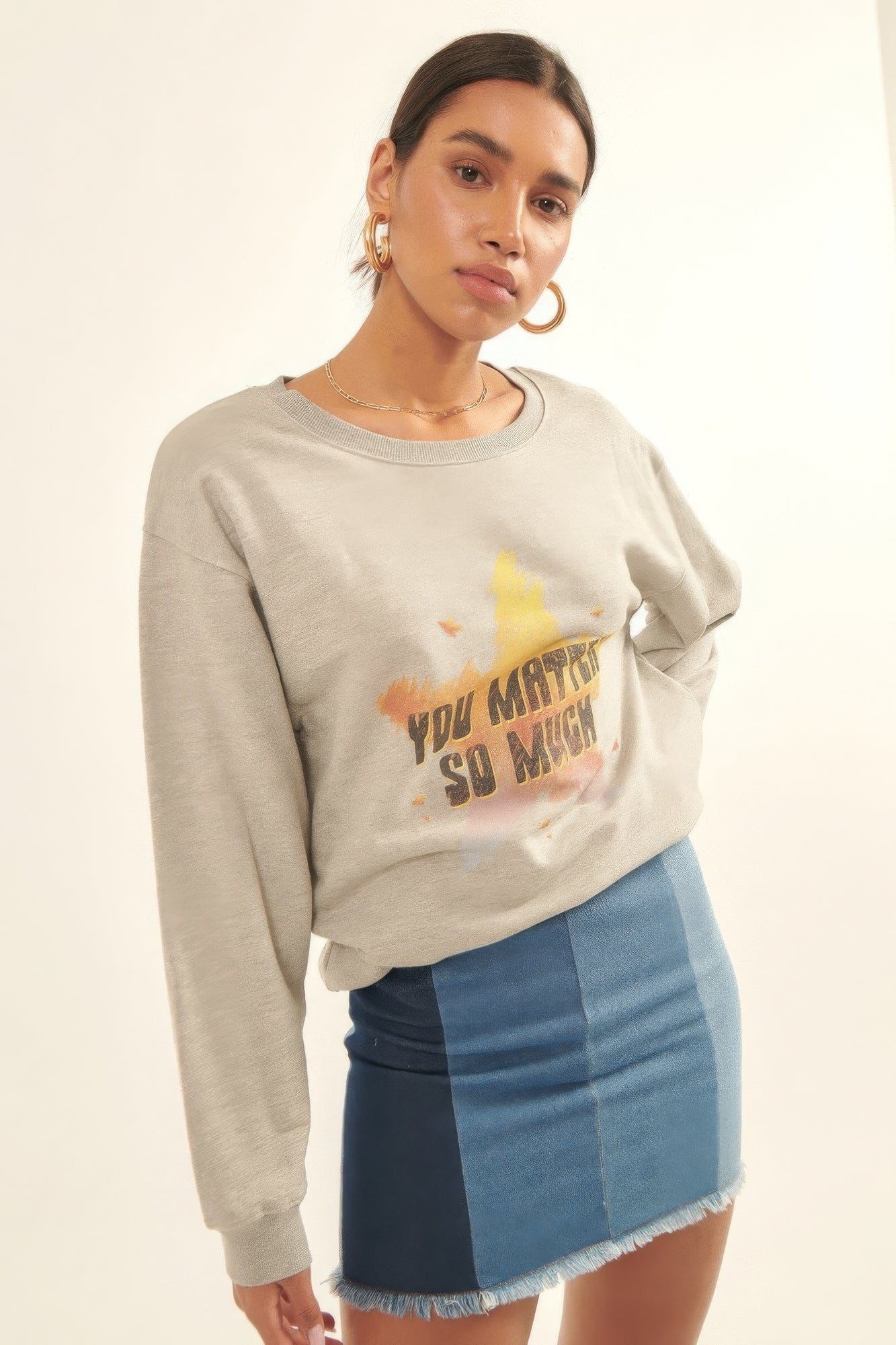 Vintage-style, Multicolor Star French Terry Knit Graphic Sweatshirt - Demented Sisters