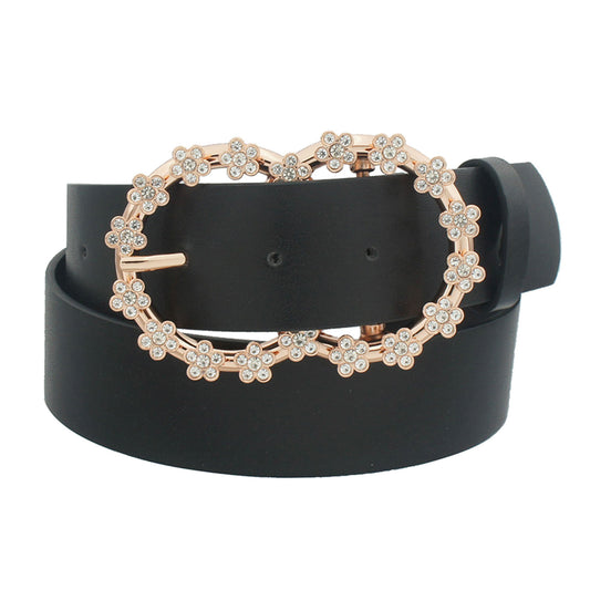 Rhinestone Flower Double Circle Belt - Demented Sisters