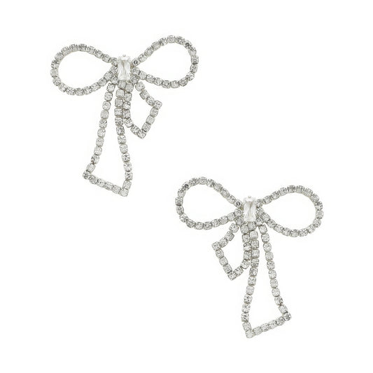 Rhinestone Bow Post Earrings - Demented Sisters