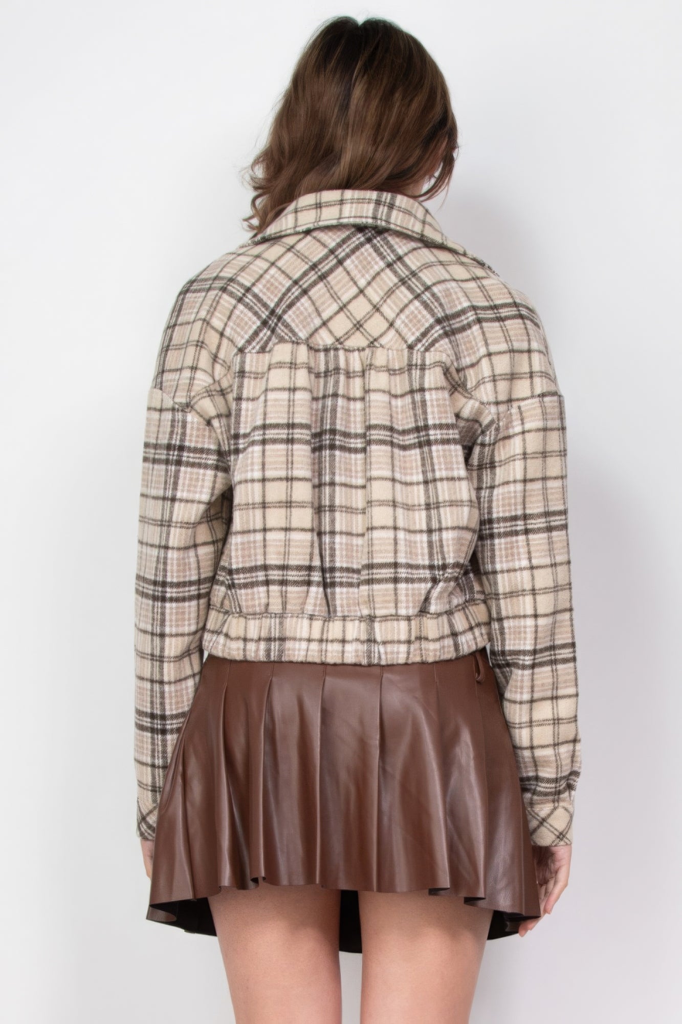 Plaid Button-down Crop Jacket - Demented Sisters