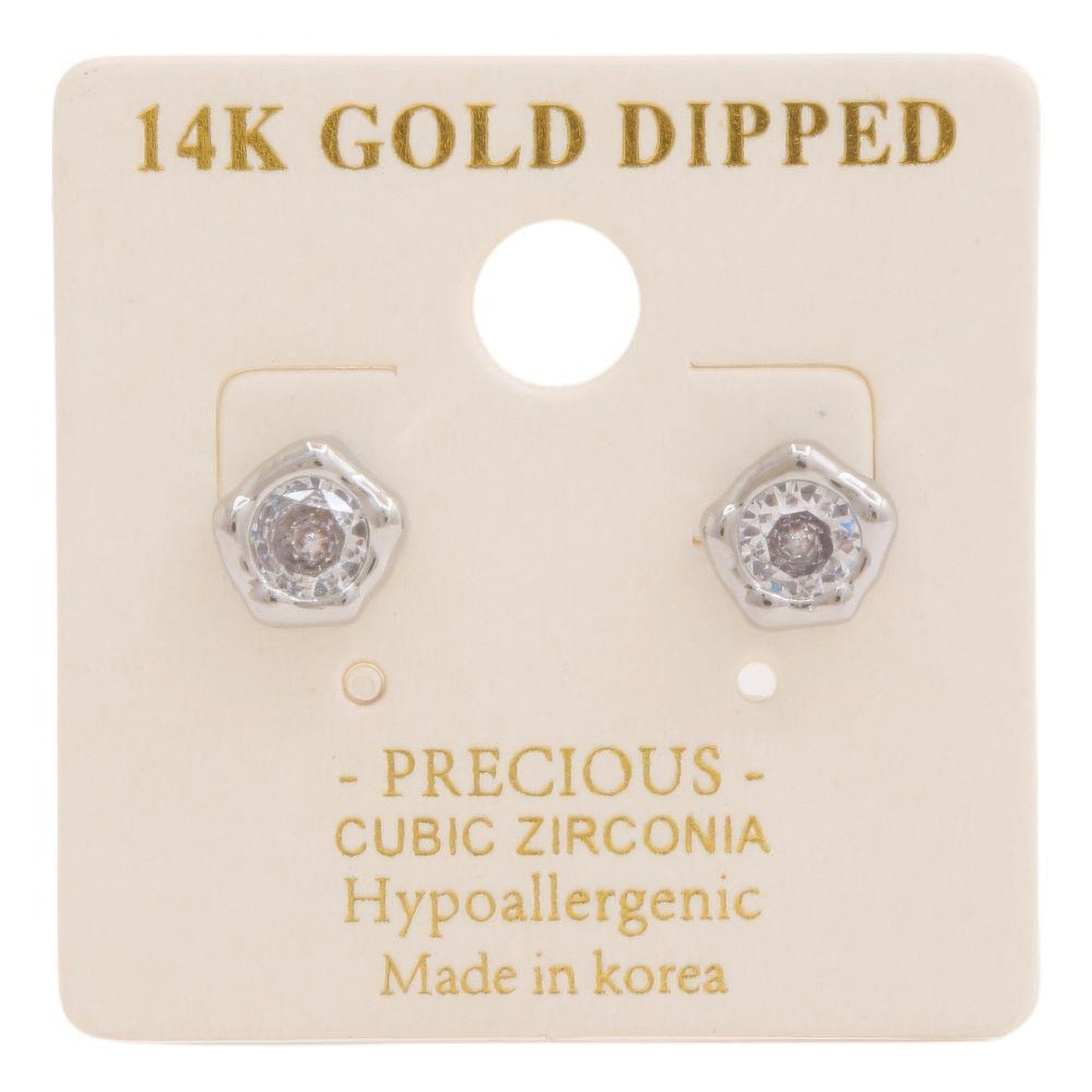 14k Gold Dipped Cz Stone Stud Earring - Demented Sisters