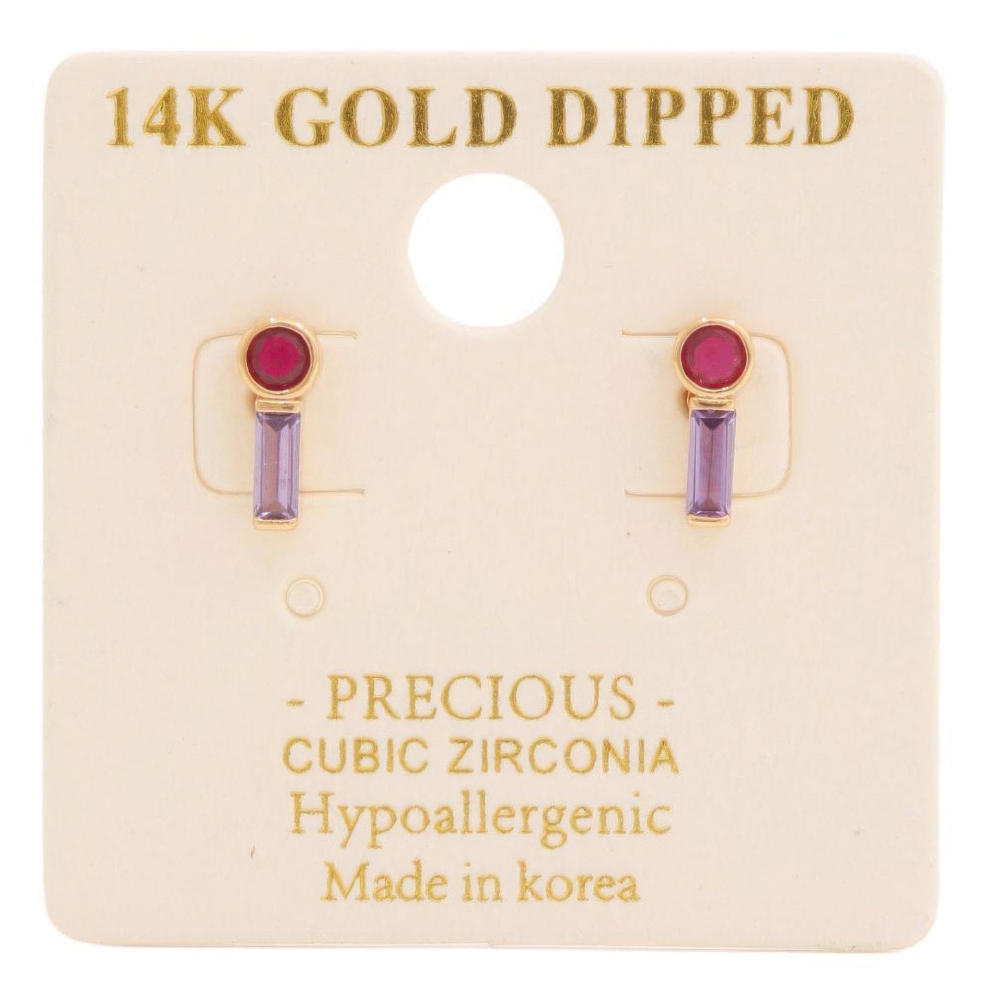 14k Gold Dipped Cz Stone Stud Earring - Demented Sisters