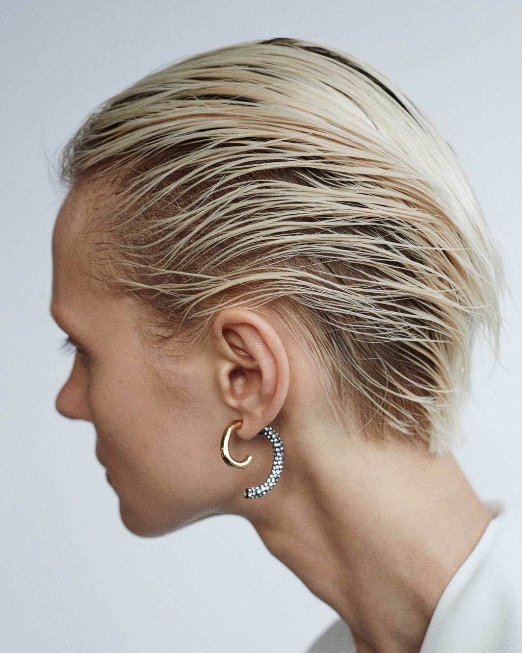 Pave Luna Earrings Gold
