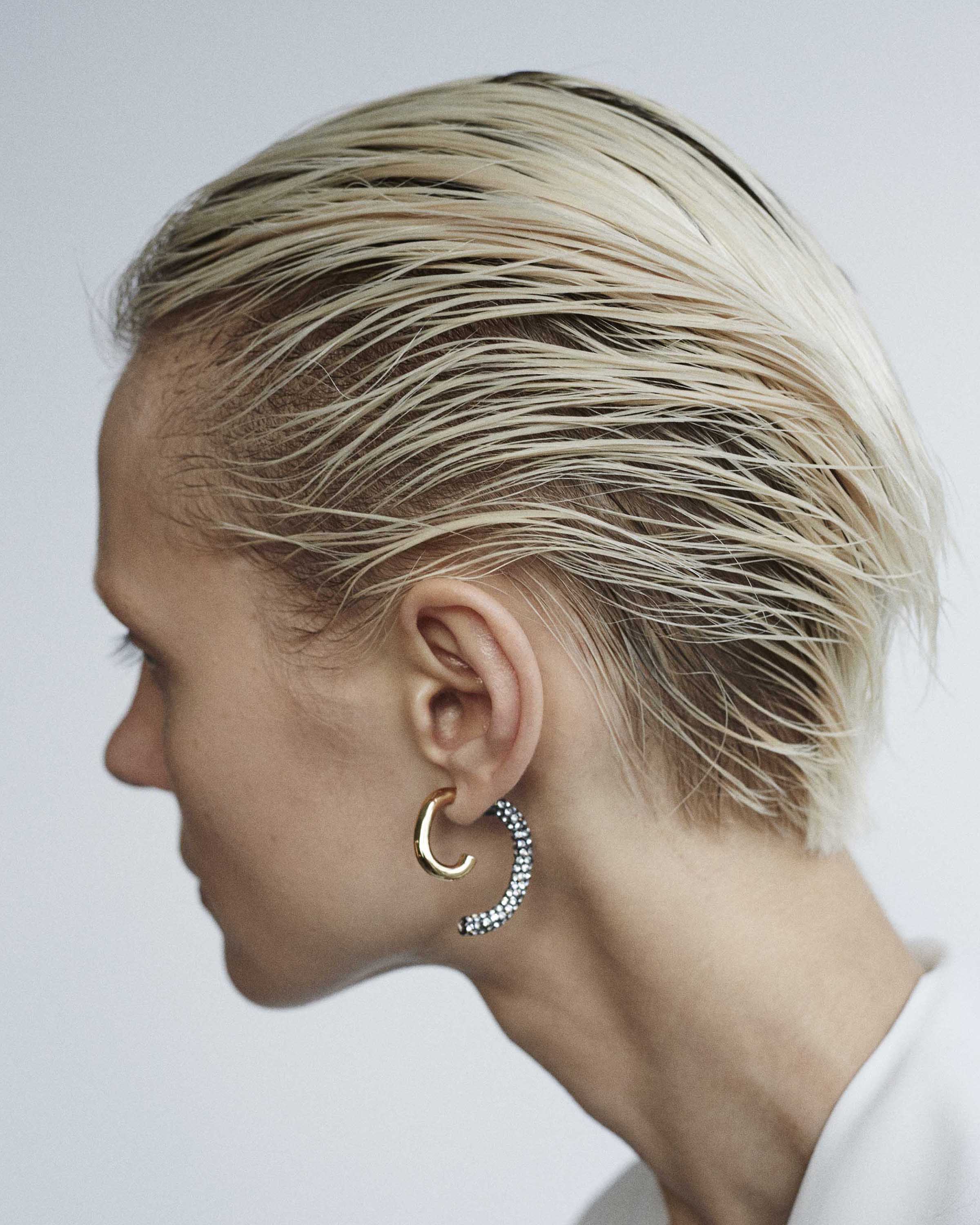 Pave Luna Earrings Gold
